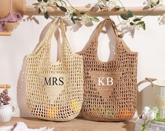 Personalized Beach Tote Bag-Bridesmaid Gifts-Bachelorette Party Favor Gift Bags-Girls Trip Straw Bag-Tote Bag for Women Travel Vacation
