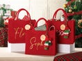 Custom gift bag & Charm, Holiday Gift Bags with Name, party bags, Christmas Eve Gift Bags, Xmas Holiday Presents