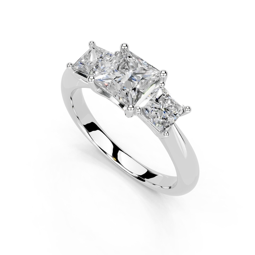 Princess Cut Lab Grown Diamond IGI Certified Prong Three Stone ...