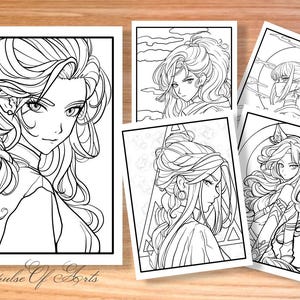 Cute anime Girls Coloring page for Adults & Children Hand Drawn Anime Style Coloring Pages  JPEG Printable PDF Instant Download
