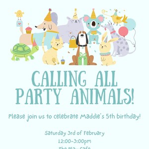Party Animals Birthday Invitation Template