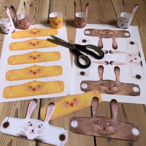 DIY Easter paper craft decorations with bunny and chicken instant download PDFs image 2