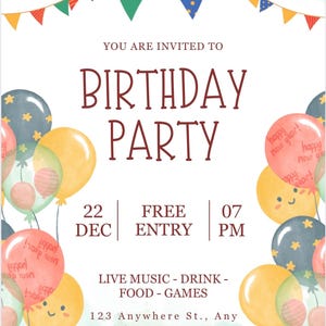 Customisable Birthday Party Invitation