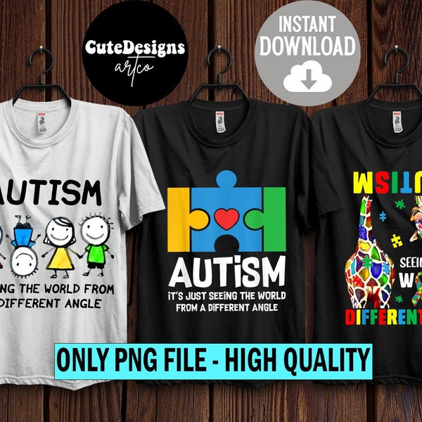 Autism Just Seeing World From Different Angle PNG, Autism Awareness, Autism Gifts, Autism Month, Autistic Awareness, Puzzle Piece Autistic