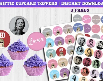 Cupcake toppers bundle Eras Tour | Swiftie Party Favors | Taylor's printable party | TS Eras | 1989 | instant download