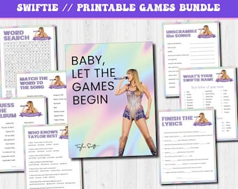 DIY Eras huge bundle games party games who knows Taylor Trivia  | eras Activity Sheets | Swiftie Party | Taylor's game | instant download