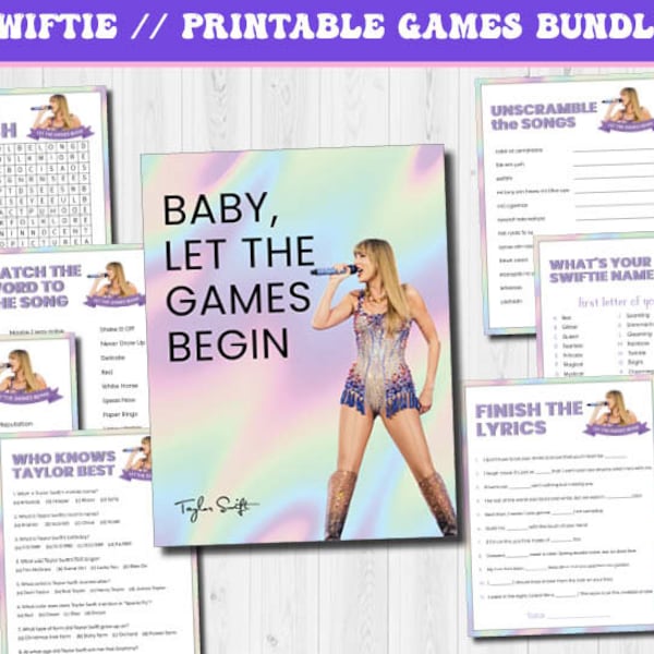 DIY Eras huge bundle games party games who knows Taylor Trivia  | eras Activity Sheets | Swiftie Party | Taylor's game | instant download