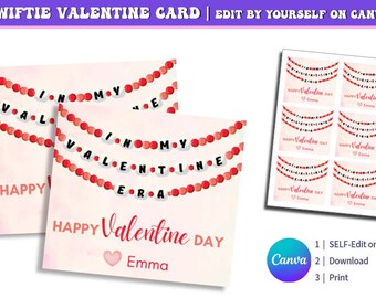 DIY Editable Valentine card Eras Tour | editable on canva Swiftie love | Taylor's Valentines Day | TS Eras | 1989 | instant download
