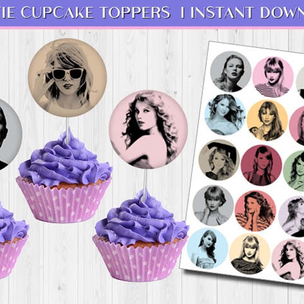 Cupcake toppers bundle Eras Tour | Swiftie Party Favors | Taylor's printable party | TS Eras | 1989 | instant download
