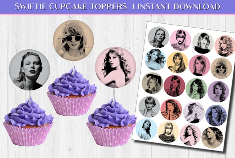 Cupcake toppers bundle Eras Tour Swiftie Party Favors Taylor's printable party TS Eras 1989 instant download image 1