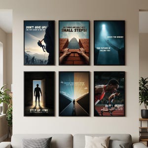 Motivational Quotes Posters, Motivation Quotes Art Inspirational Wall Print Painting, Inspirational Quotes Set of 6 Printable Decor, Digital