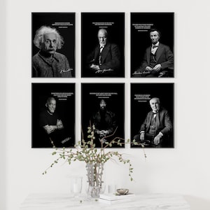 Printable Motivational poster set,6 Great thinkers poster,Inspirational motivational quotes, Modern Home Office Prints,Motivational Wall Art