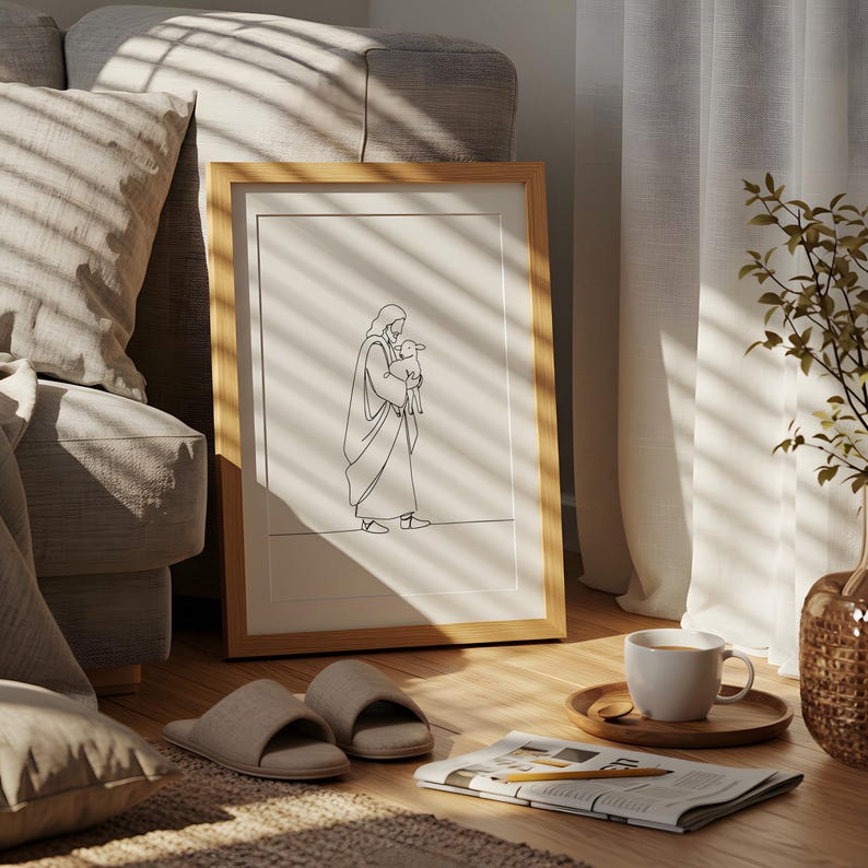 Jesus Christ Line Art Print, Minimalist Christian Wall Art, Modern ...