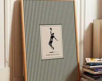 Basketball Wall Art Print, Vintage Hoop Poster, Sports Nursery Decor, Athlete Gift for Boys, Teen Room Digital Download