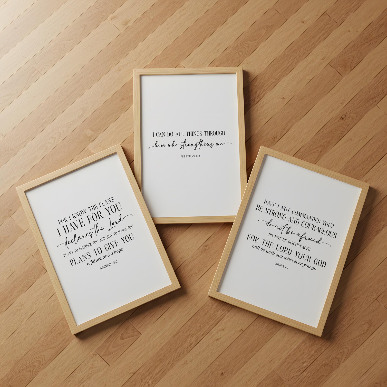 Christian Bible Verse Wall Art Set of 3, Black and White NIV Scripture ...