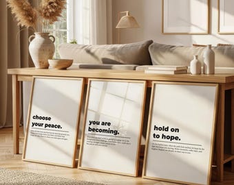 Motivational Poster Set of 3, Uplifting Quote, Positive Vibes Typography Print, Minimalist Wall Art, Office & Home Decor, Motivation Quotes
