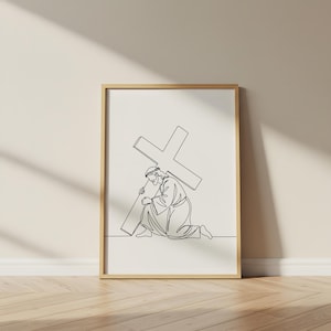 Jesus Line Art Print: Minimalist Christian Wall Decor (PDF)