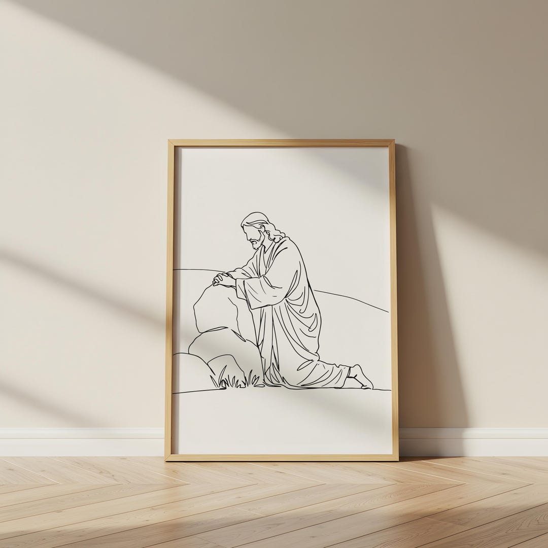 Jesus Line Art Print, Minimalist Christian Wall Art, Modern Jesus ...