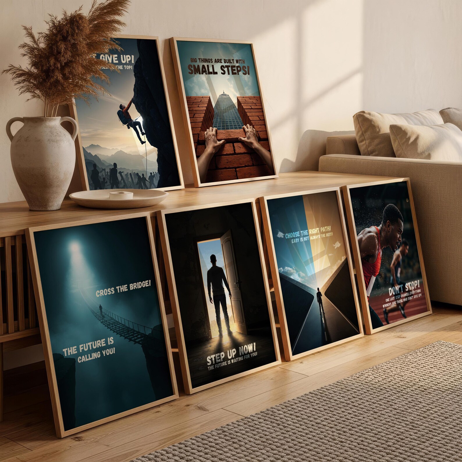 Motivational Wall Art Set of 6, Inspirational Quote Prints, Success ...