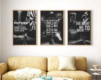 Lot de 3 oeuvres d'art murales motivantes, impressions de citations inspirantes, déco état d'esprit positif, oeuvre d'art murale pour bureau à domicile, téléchargement numérique