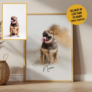 Watercolor Custom Pet Portraits Using Photo Personalized Digital Dog Portraits Cat Portraits Custom Dog Portraits Custom Pet Memorial Art