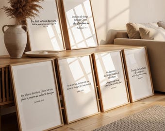 Christian Wall Art Set of 6, Bible Verse Prints Bundle, Rustic Farmhouse Decor, Scripture Wall Decor, Christian Home Digital Download