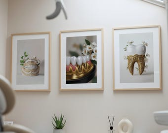Dental Office Wall Art Set, Tooth Anatomy & Implant Prints, Modern Dentist Clinic Decor, Professional Dental Posters, Digital Download