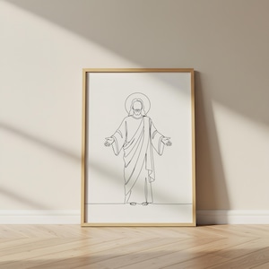 Minimalist Jesus Line Art Print: Christian Wall Decor (PDF & JPG)