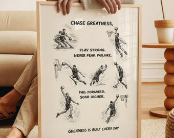 Basketball Dunk Motivation Poster, Athlete Mindset Wall Art, Sports Training Print, Home Gym Decor, Digital Download