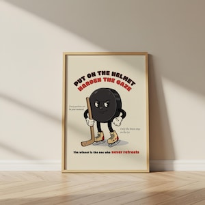 Hockey Retro Wall Decor, Retro Inspirational Quote Wall Art, Digital Download Print, Vintage Poster, Quote Wall Art, Sports Poster, Gift