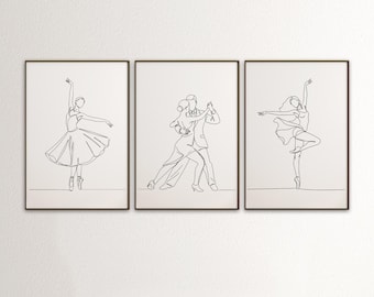 Music Wall Art Set of 3, Minimalist One Line Drawing Prints, Music Lover Gift, Modern Music Room Decor, Digital Download