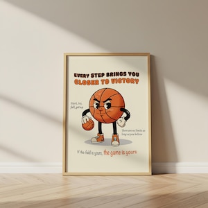 Basketball Retro Wall Decor, Inspirational Quote Digital Download, Vintage Sports Poster, Motivational Wall Art, Gift for Basketball Fans