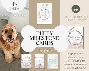 Puppy Milestone Cards: Photo Prop Set, New Dog Gift (Printable)