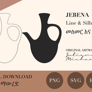 Jebena ጀበና Ethiopische koffieceremonie Ethiopische koffieceremonie Hebesha SVG PNG EPS Download Clip Art Clipart Hebesha Cricut Plotter
