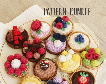 Patisserie Tartlet Crochet Pattern Bundle [DIGITAL PATTERN ONLY] [food amigurumi pattern, cake crochet pattern, toy food, food decor]