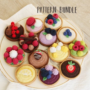 Patisserie Tartlet Crochet Pattern Bundle [DIGITAL PATTERN ONLY] [food amigurumi pattern, cake crochet pattern, toy food, food decor]