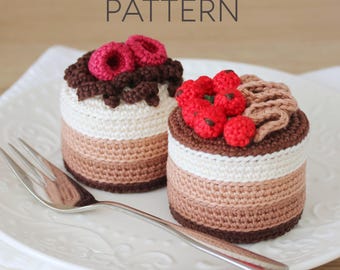 Haakpatroon nougat-moussetaart [ALLEEN DIGITAAL PATROON] [voedselamigurumi, speelgoedeten, speelgoed, voedseldecor, handgemaakt cadeau]