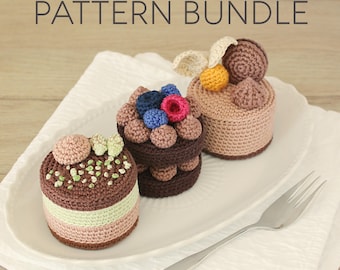Bundel met gehaakt patroon voor chocoladeliefhebbers amigurumi-moussetaarten [ALLEEN DIGITAAL PATROON]