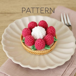 Schema all&#39;uncinetto per tortina di lamponi [SOLO SCHEMA DIGITALE] [cibo amigurumi, schema all&#39;uncinetto per torta, cibo giocattolo, decorazioni alimentari, regalo fatto a mano]