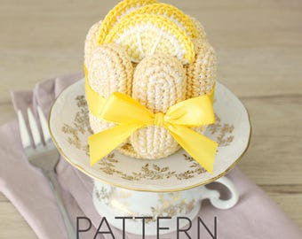 Patrón de crochet para pastel Charlotte de limón [SOLO PATRÓN DIGITAL] [amigurumi de comida, comida de juguete, comida de juguete, decoración de comida, regalo hecho a mano]