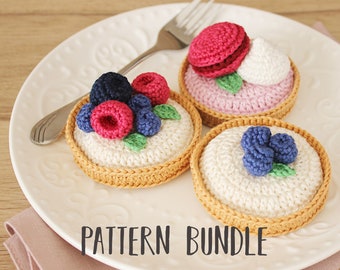 The Berry Series: Tartlets Crochet Pattern Bundle [DIGITAL PATTERN ONLY] [food amigurumi, cake crochet pattern, toy food, food decor]