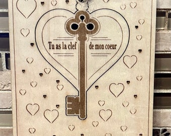 Valentine's Day detachable heart card -lasercut svg, laser engraver, wood valentine card