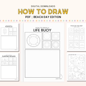 How To Draw Kids Beach Day Activity Art Class Step By Step Drawing Lesson Things to Draw Easy Stuff to Draw Worksheets for Indoor Activity