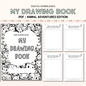 Printable Drawing Journal Kids drawing prompt book art classroom activity kids drawing practice Montessori printable worksheet for preschool