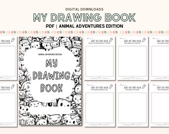 Printable Drawing Journal Kids drawing prompt book art classroom activity kids drawing practice Montessori printable worksheet for preschool