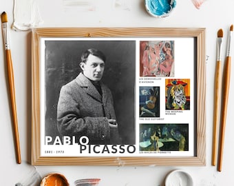 Pablo Picasso Poster Artist Paintings and Artist Information Printable Art Room Poster Digital Download Famous Artist Prints Art Classroom