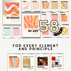 Printable art teacher resource y2k design material art class activity element of art principle of design card set visual design bundle pack