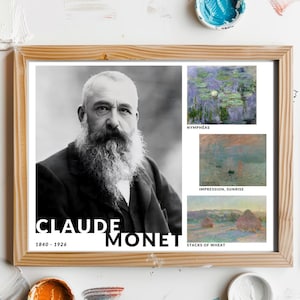 Claude Monet Art Posters of Famous Artists Prints Painting and Artist Information Printable Art Class Poster Art Teacher Resources