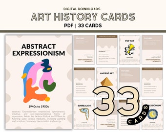 Tarjeta con la línea de tiempo de la historia del arte Recurso para profesores de arte Tarjeta interactiva sobre estilos de arte Actividad para el aula de arte Material didáctico sobre arte Línea de tiempo de los períodos del arte