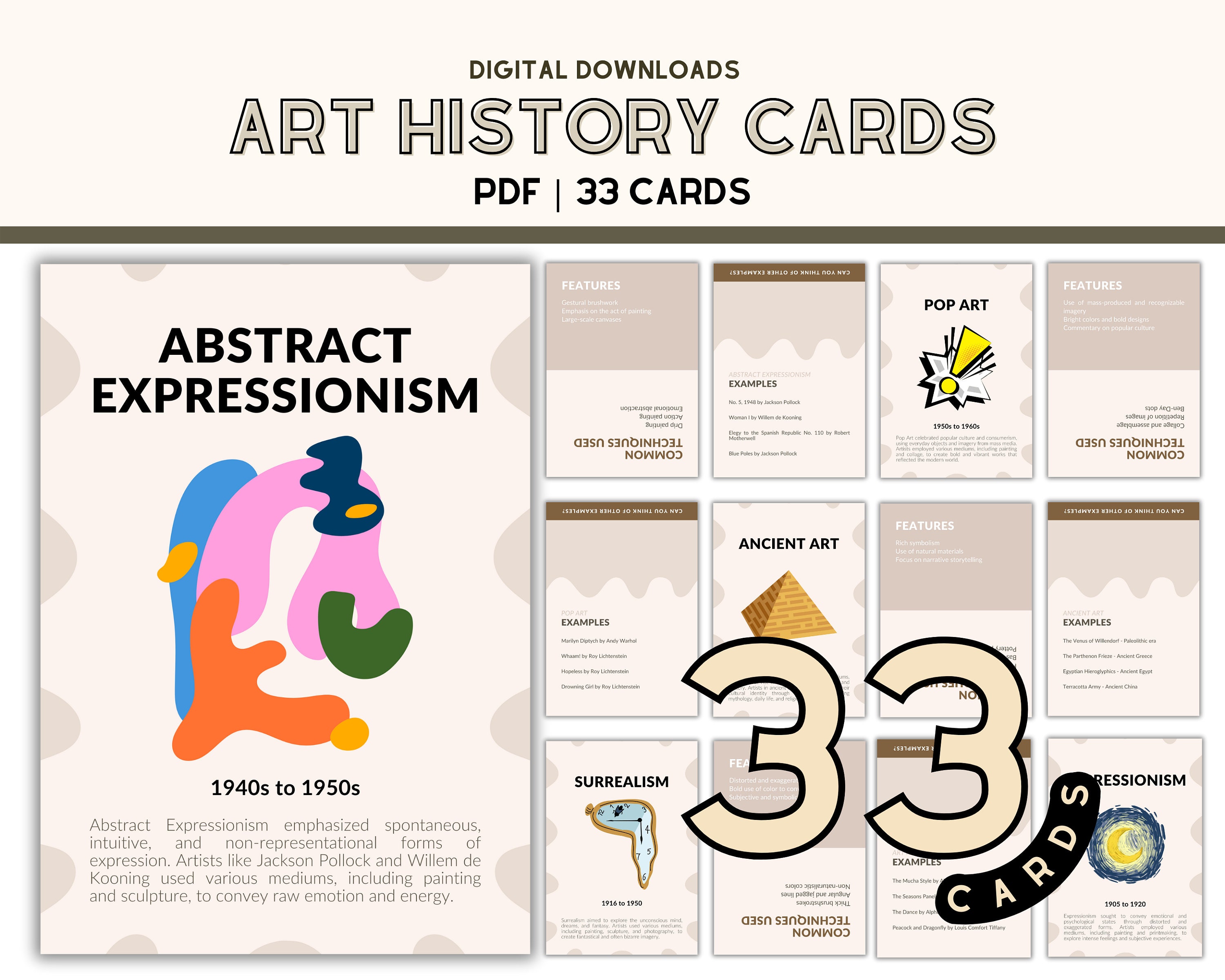 Art History Timeline Card Art Teacher Resource Art Styles Interactive ...